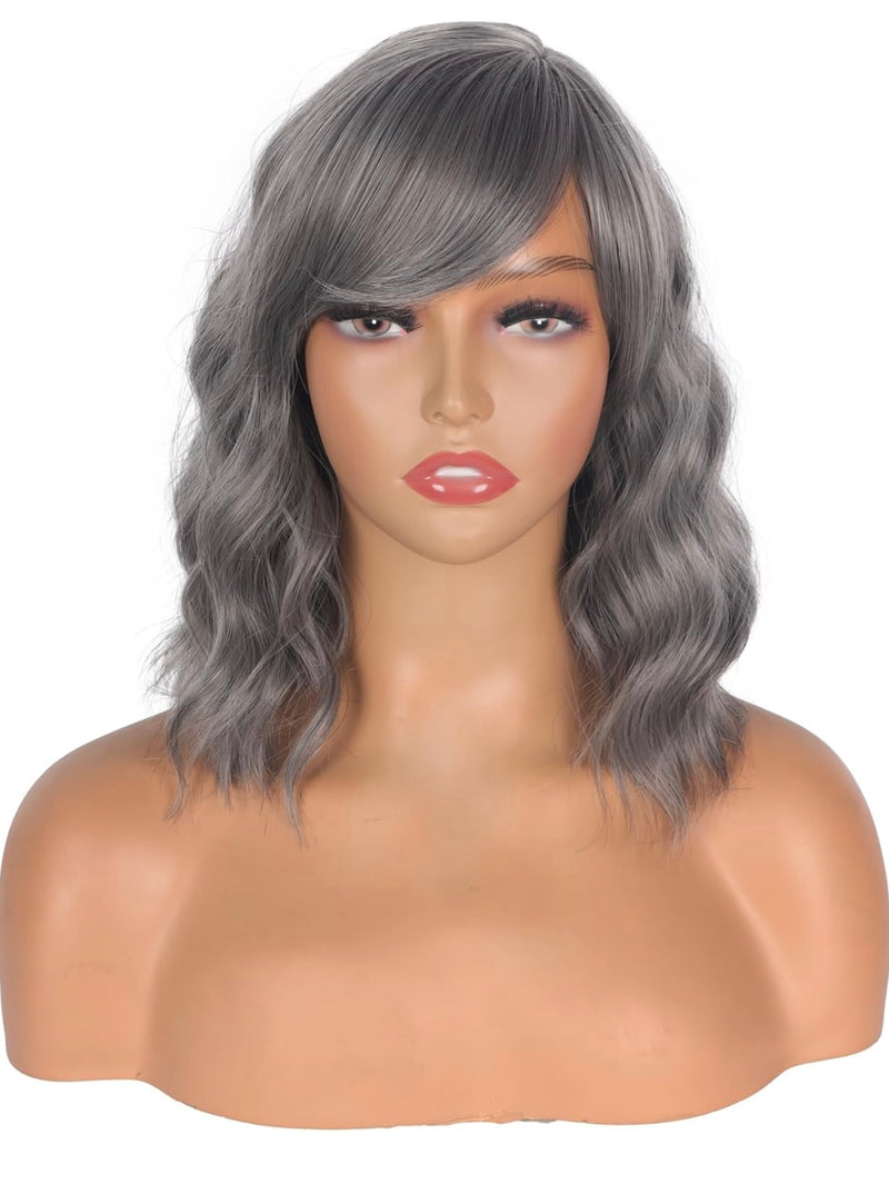 Grey Wavy Glueless Wig