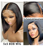 5x5 Natural Black Bob Wig