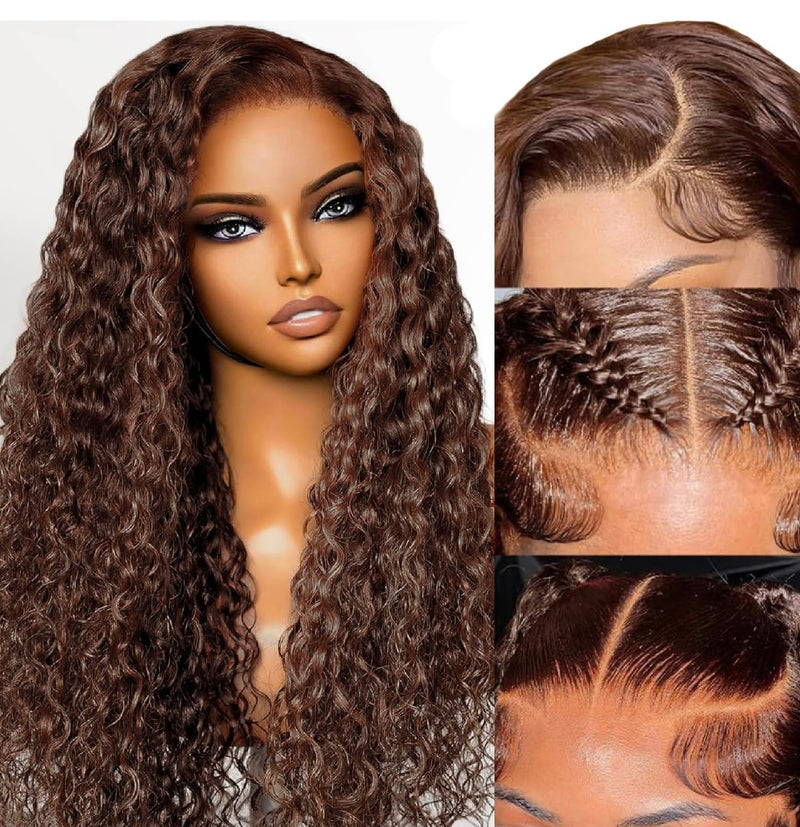 Glueless Deep Wave Wig Pre Plucked Pre Cut 1B/30 13x4 Lace Front 180% Density