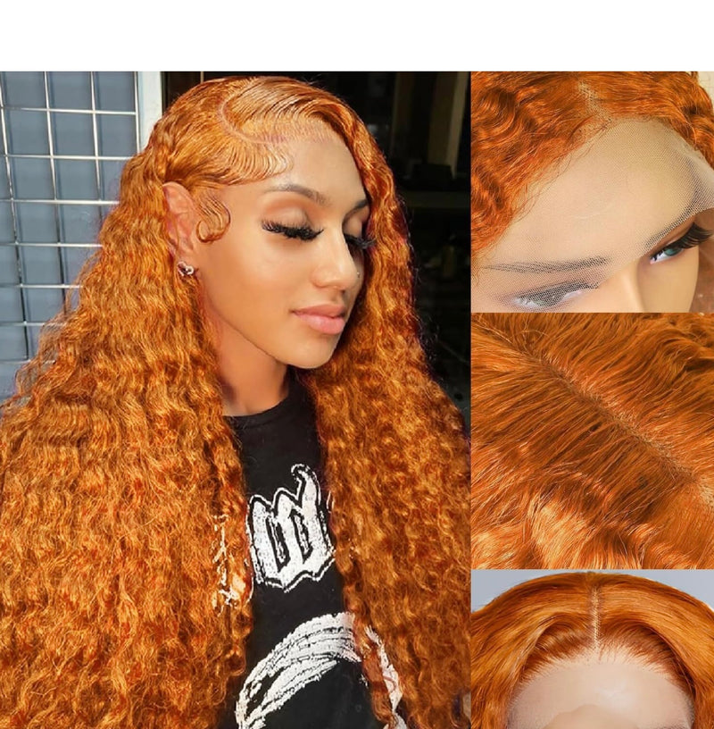 Glueless Deep Wave Wig Pre Plucked Pre Cut 1B/30 13x4 Lace Front 180% Density